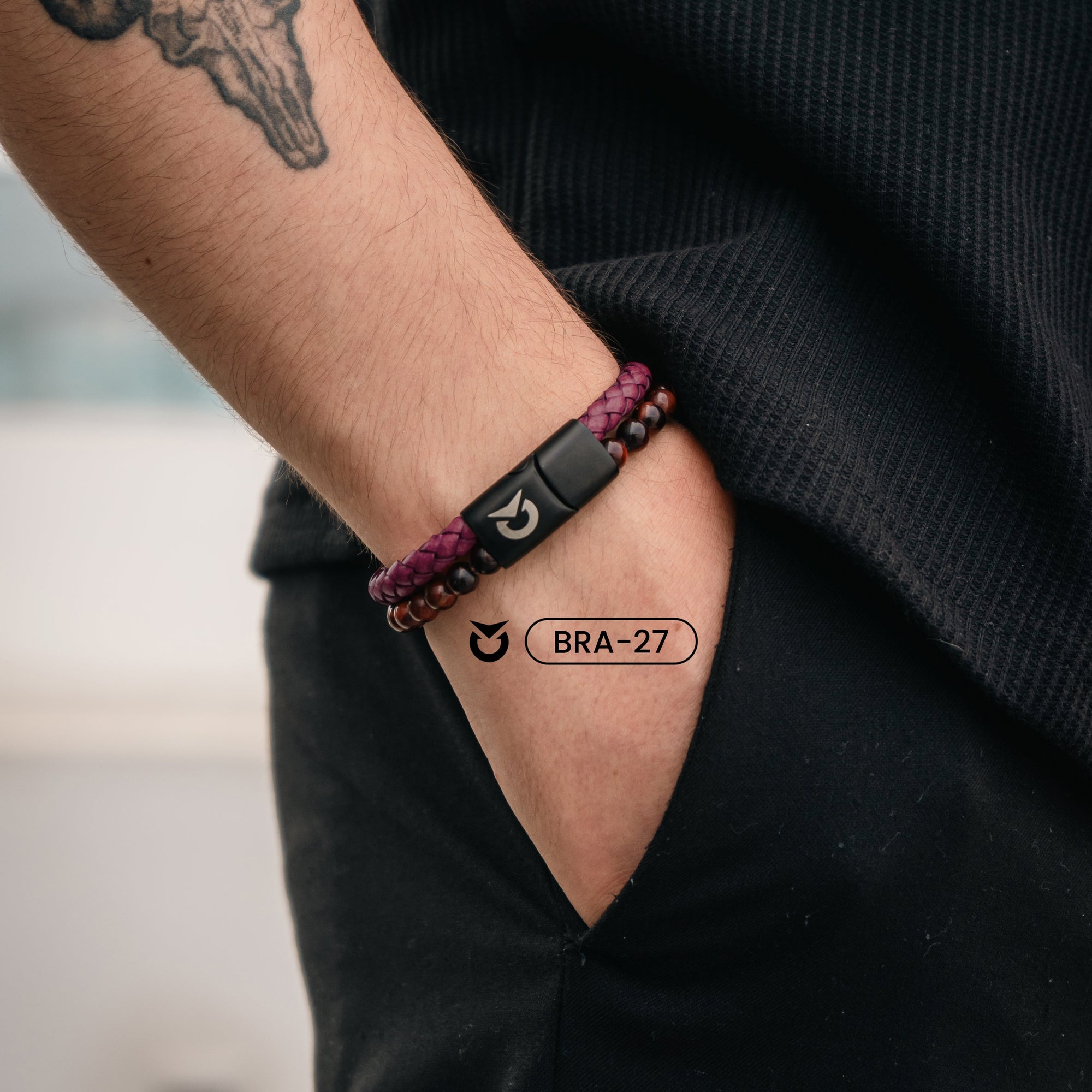 BRAZALETE DE CUERO NEGRO I MARRÓN I ROJO | BRA-26 I BRA-27 I BRA-28