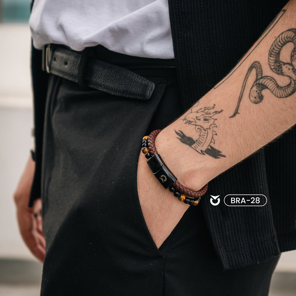 BRAZALETE DE CUERO NEGRO I MARRÓN I ROJO | BRA-26 I BRA-27 I BRA-28