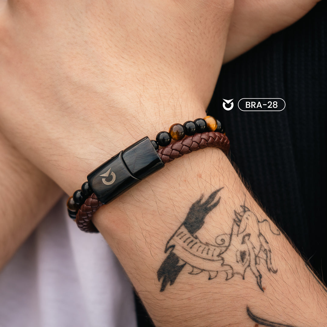 BRAZALETE DE CUERO NEGRO I MARRÓN I ROJO | BRA-26 I BRA-27 I BRA-28