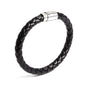 BRAZALETE ALPHA TRENZADA DE CUERO HOMBRE | BRA-25 CON BROCHE DE ACERO INOXIDABLE