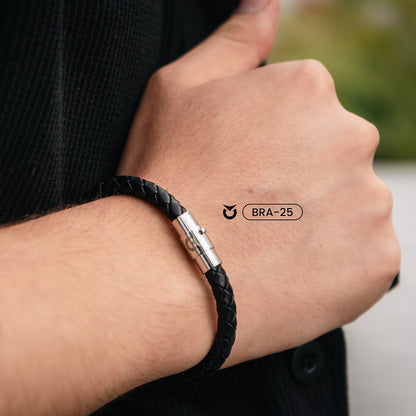 BRAZALETE ALPHA TRENZADA DE CUERO HOMBRE | BRA-25