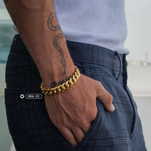 BRAZALETE ORO I PLATA CUBAN LINK CLOCK | BRA-23 I BRA-24 PARA HOMBRE