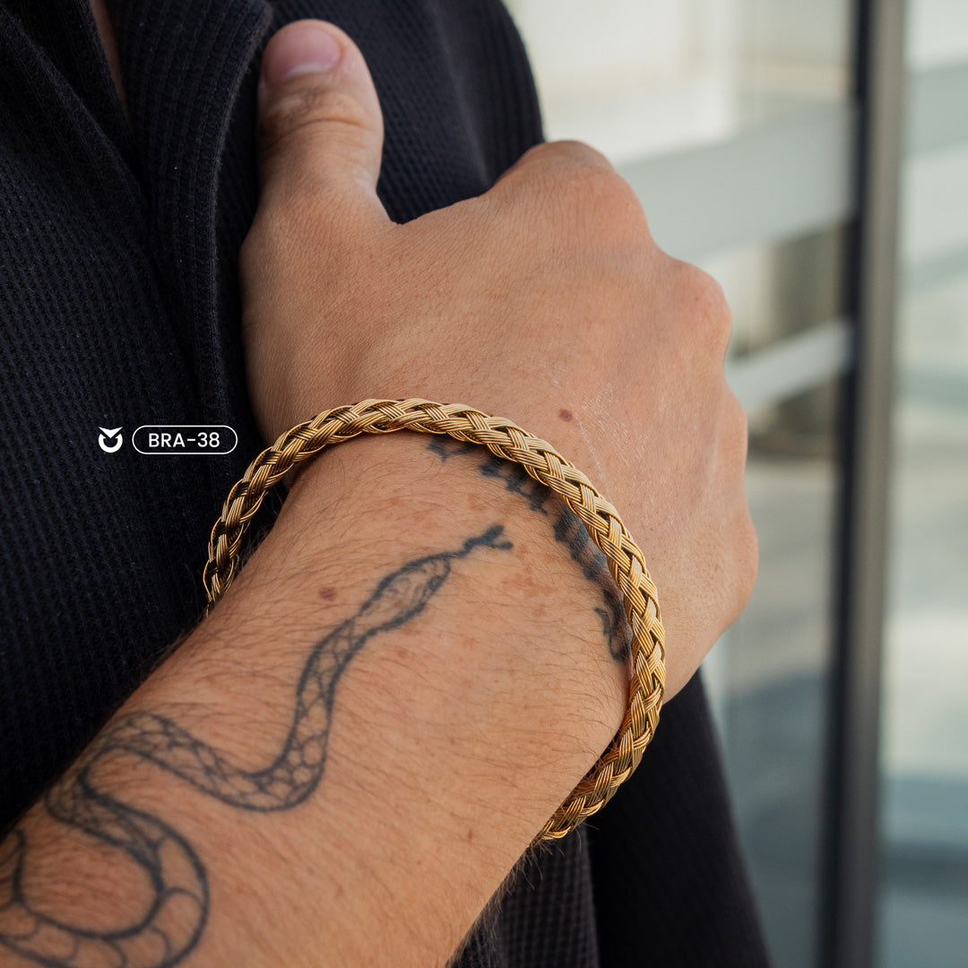 BRAZALETE TRENZADO CASUAL DORADO I PLATEADO I NEGRO | BRA-38 I BRA-41 I BRA-45 PARA HOMBRE