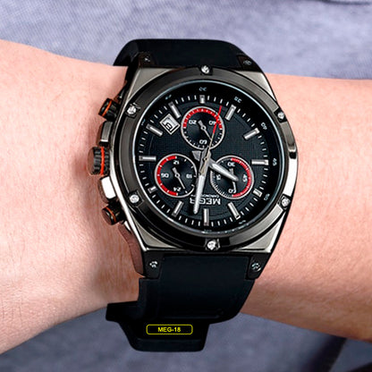 RELOJ MEGIR  DE GOMA CASUAL NEGRO  | MEG-18
