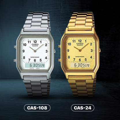 RELOJ CASIO AQ-230A-7B ORIGINAL PLATEADO /DORADO | SKU: CAS-108, CAS-24