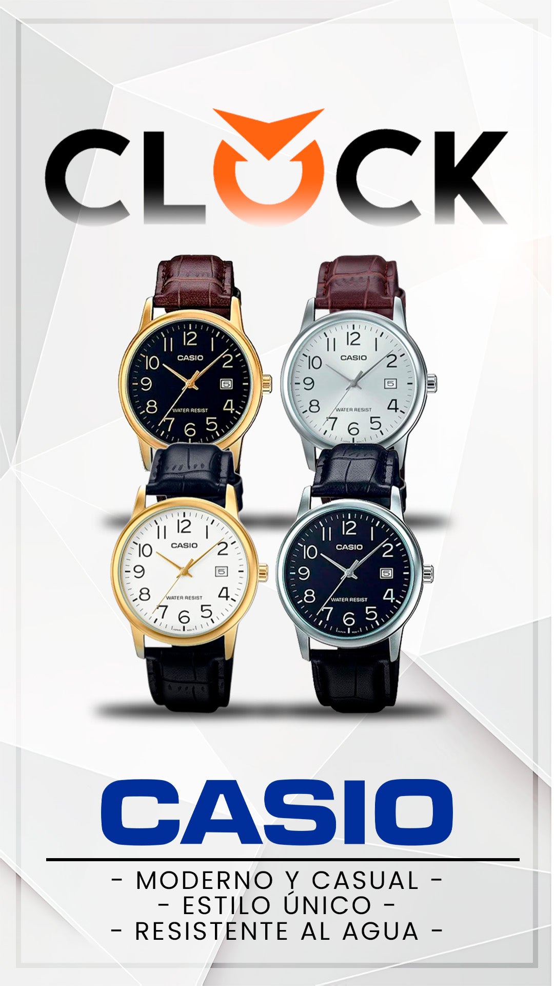 MTP-V002 | RELOJ CASIO ORIGINAL DE CUERO DORADO/PLATEADO