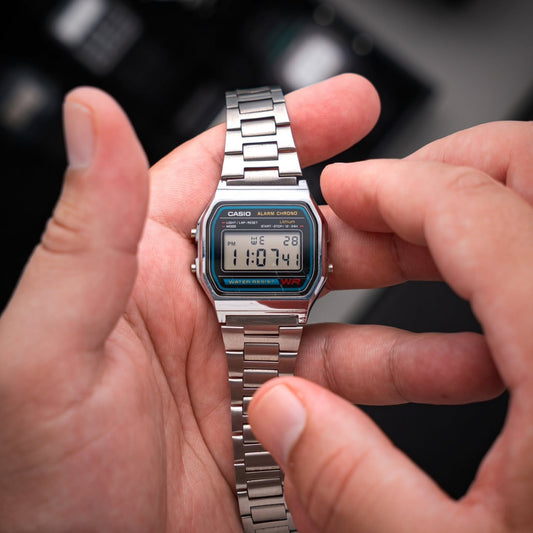 A158WA-1DF | RELOJ CASIO VINTAGE ORIGINAL PLATEADO | SKU: CAS-218