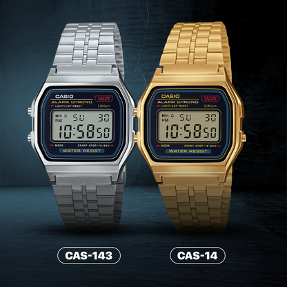 A159W | RELOJ VINTAGE CASIO ORIGINAL ACERO DORADO/PLATEADO | CAS-143, CAS-14