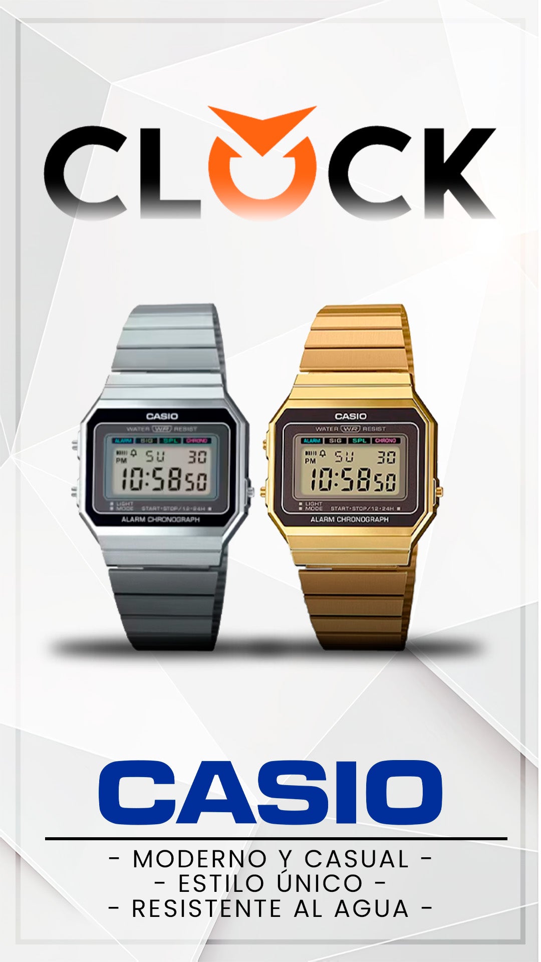 A700W | RELOJ CASIO ORIGINAL DE ACERO DORADO / PLATEADO | CAS-144, CAS-145