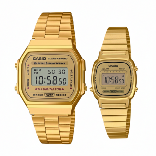 A168W / LA-670 | RELOJ CASIO DE ACERO PARA PAREJA | SKU: CAS-149 / CAS-215