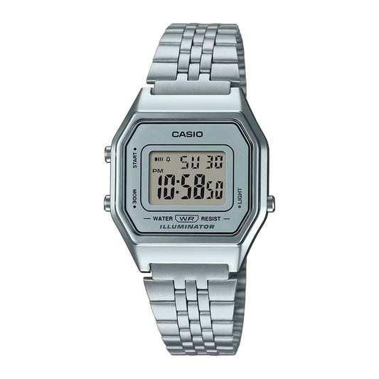 LA680W | RELOJ CASIO ORIGINAL PARA MUJER DE ACERO PLATEADO | CAS-153, CAS-154