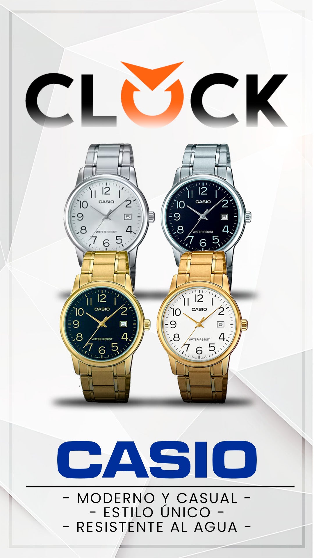 MTP-V002 | RELOJ CASIO ORIGINAL DE ACERO DORADO/PLATEADO