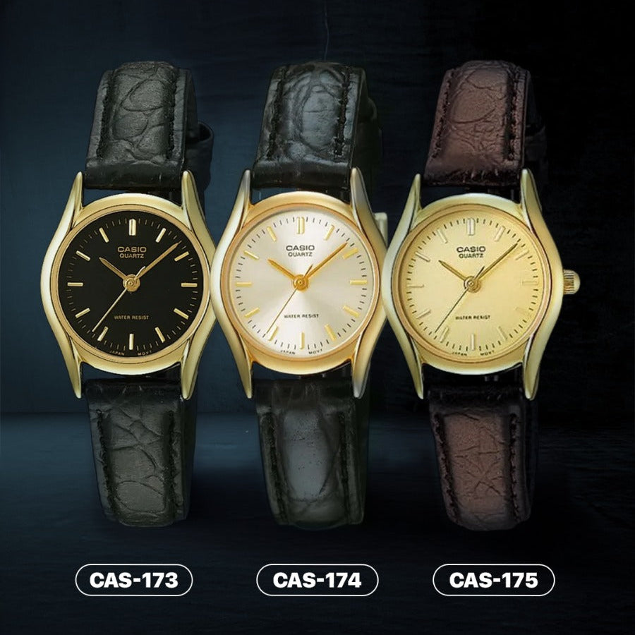 RELOJES CASIO ORIGINAL LTP-1094Q-1ARDF NEGRO | CAS-173, CAS-174, CAS-175