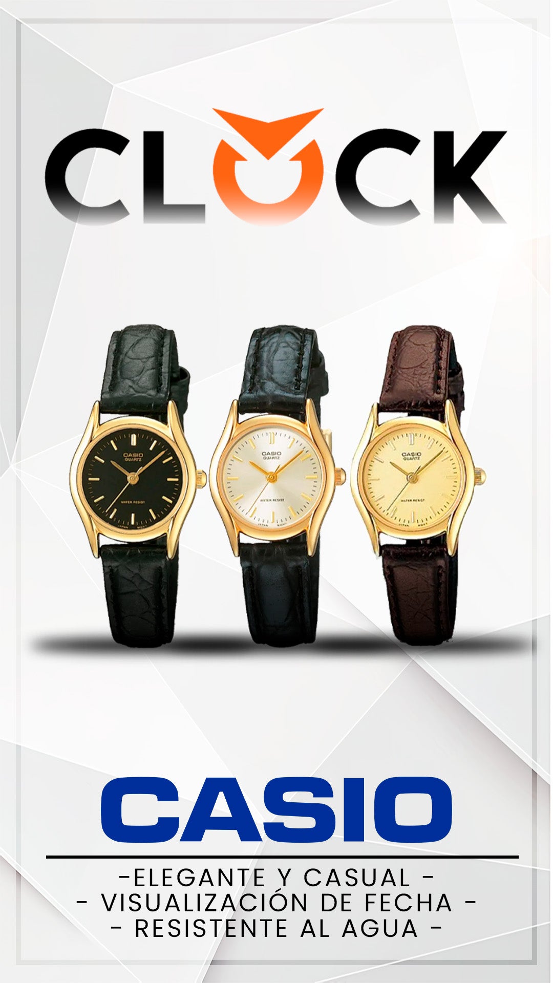 LTP-1094 | RELOJ CASIO ORIGINAL DE CUERO DORADO | CAS-173, CAS-174, CAS-175