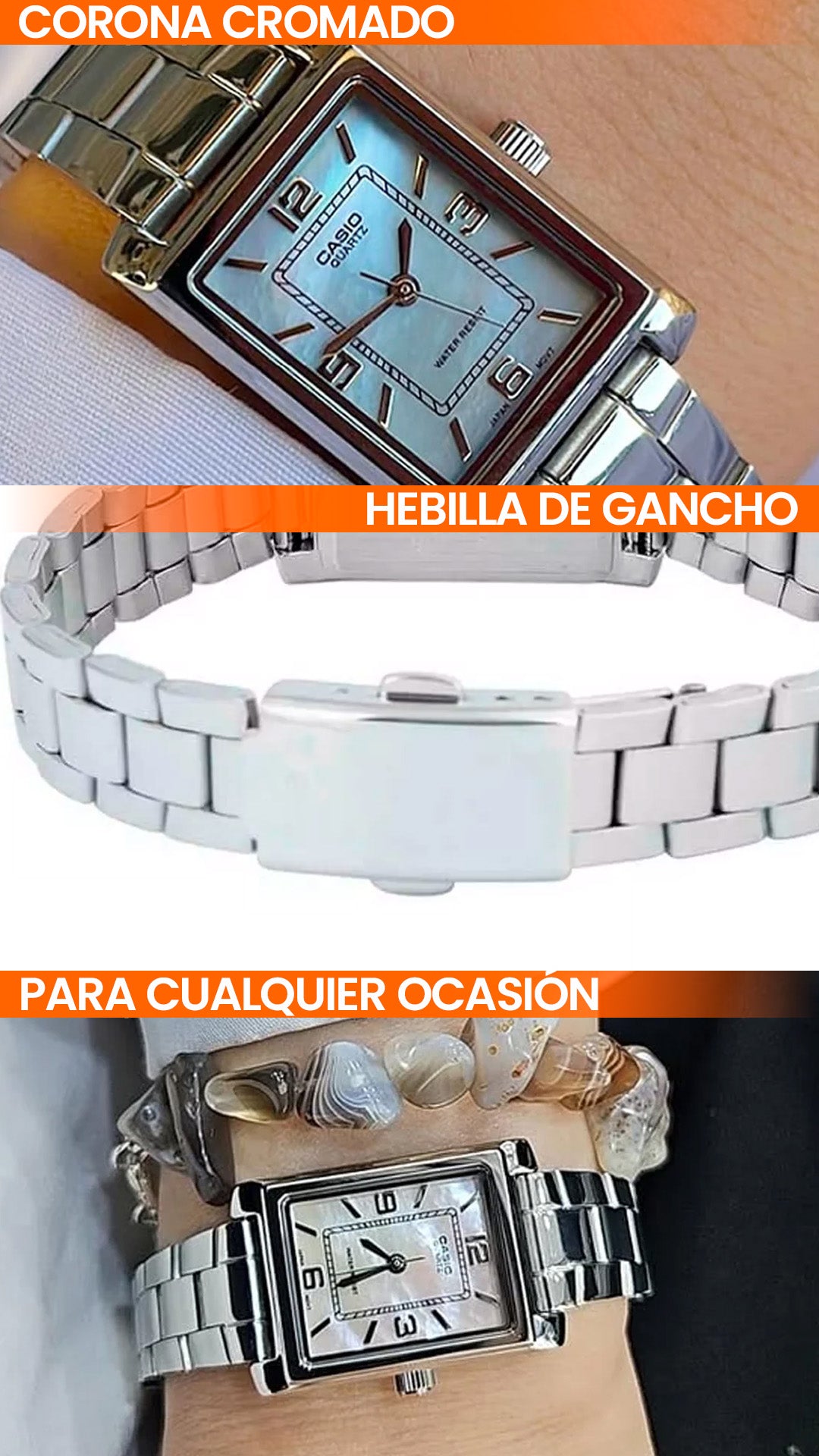 LTP-1234 | RELOJ CASIO ORIGINAL DE ACERO PLATEADO | CAS-185, CAS-186