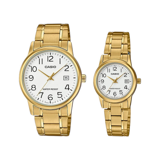 RELOJES CASIO DE ACERO PARA PAREJA DE COLOR DORADO | CAS-20, CAS-206