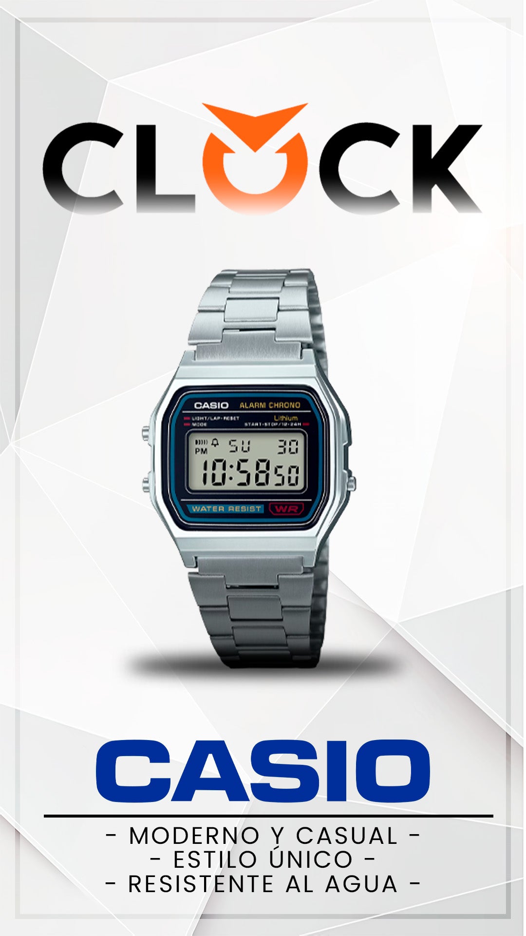 A158W | RELOJ CASIO VINTAGE ORIGINAL DE ACERO PLATEADO | CAS-218