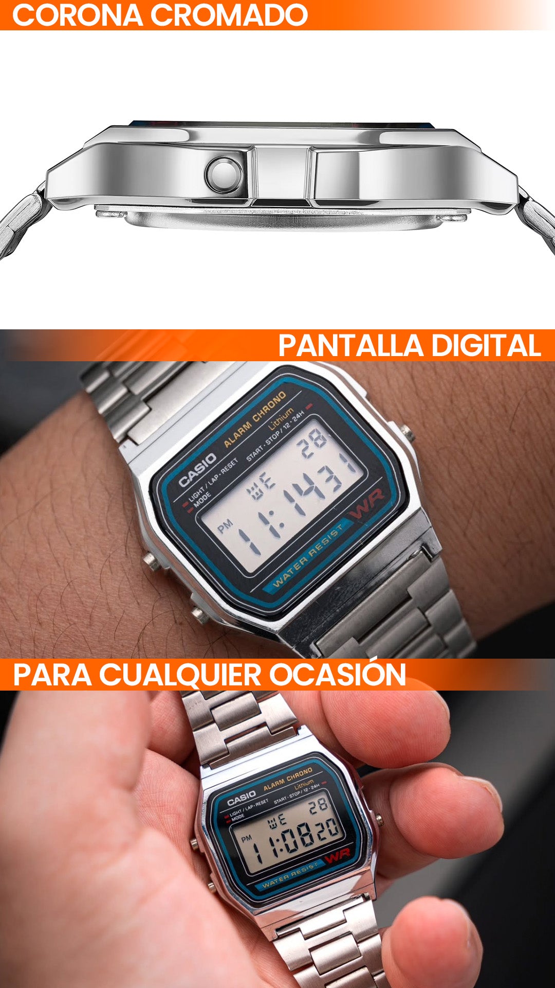 A158W | RELOJ CASIO VINTAGE ORIGINAL DE ACERO PLATEADO | CAS-218
