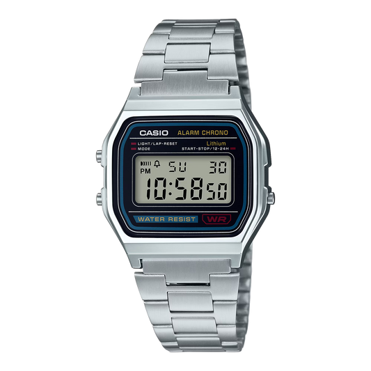 A158WA-1DF | RELOJ CASIO VINTAGE ORIGINAL PLATEADO | SKU: CAS-218