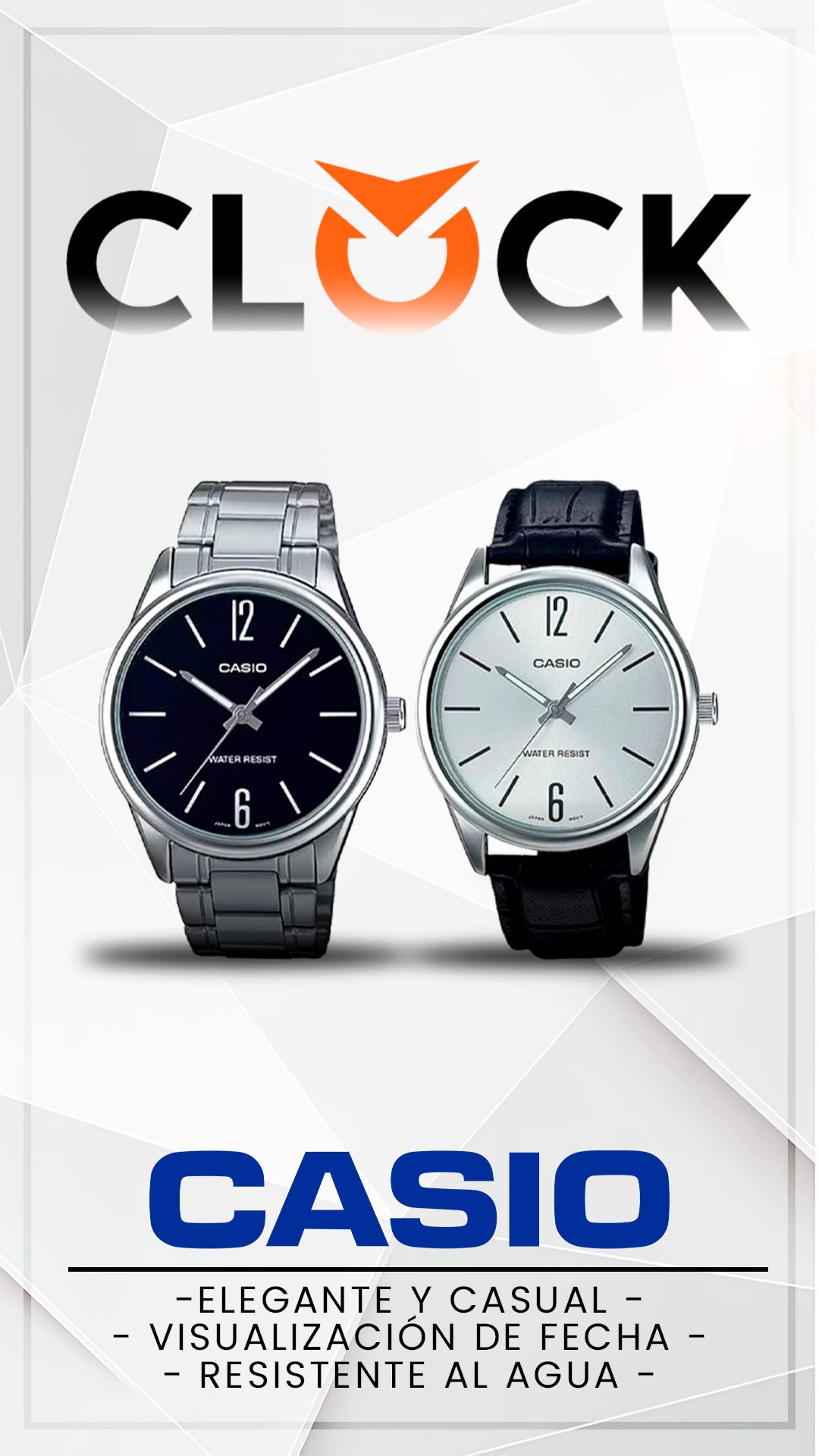 MTP-V005 | RELOJ CASIO ORIGINAL DE ACERO PLATEADO | CAS-235, CAS-236