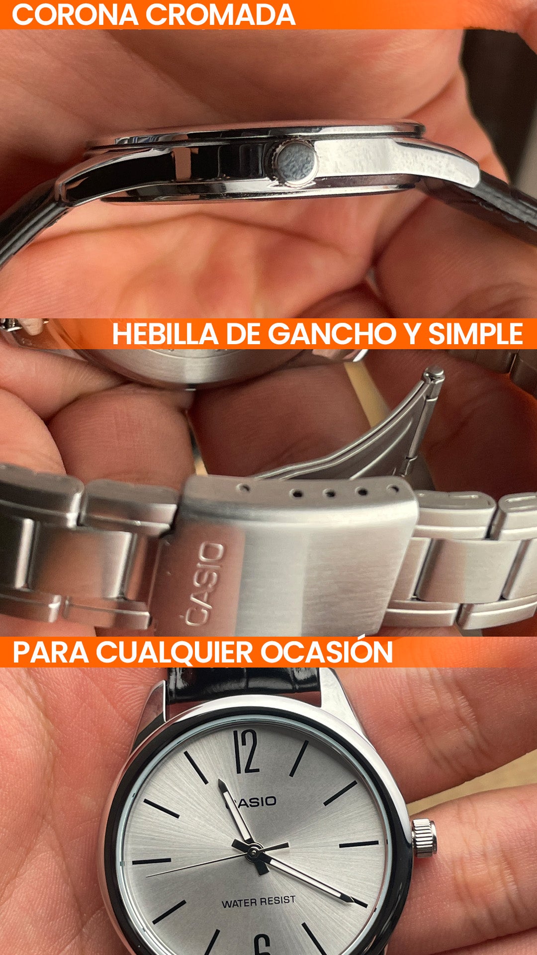 MTP-V005 | RELOJ CASIO ORIGINAL DE ACERO PLATEADO | CAS-235, CAS-236