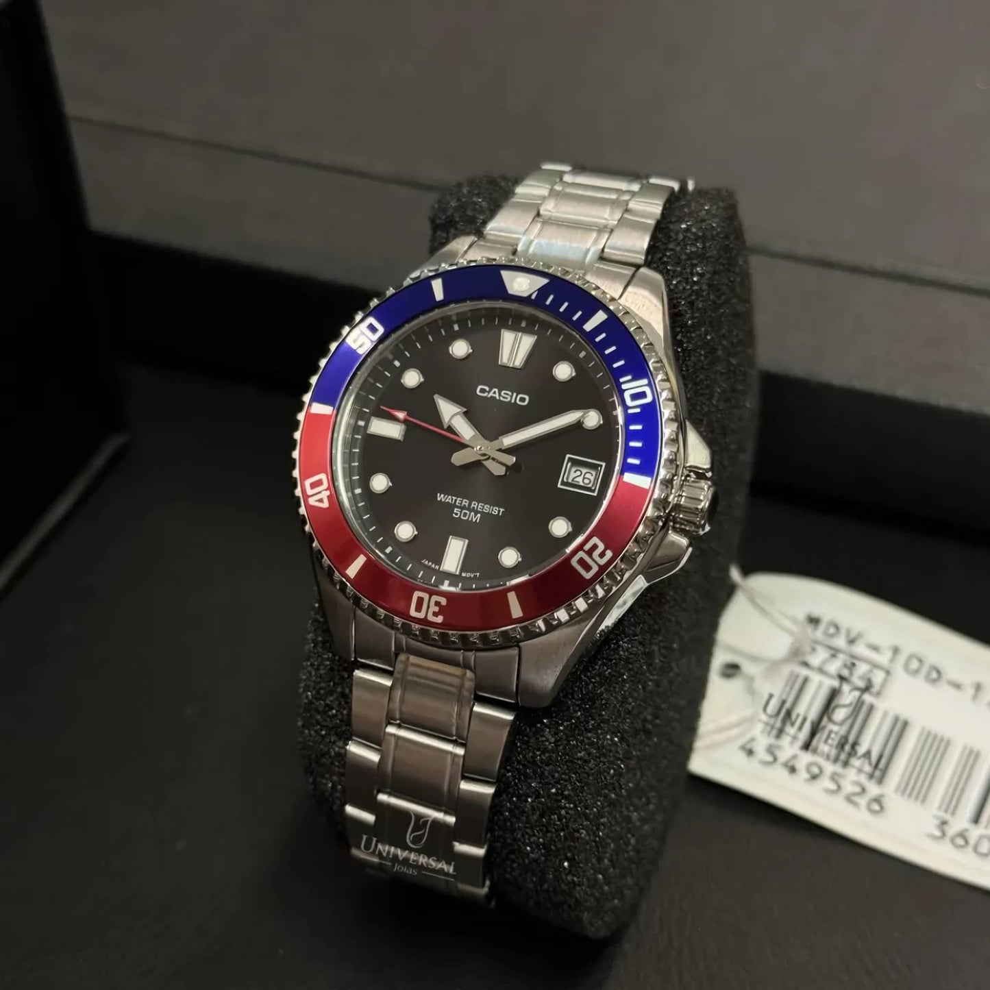 MDV-10D | RELOJ CASIO ORIGINAL DE ACERO NEGRO | CAS-251, CAS-252