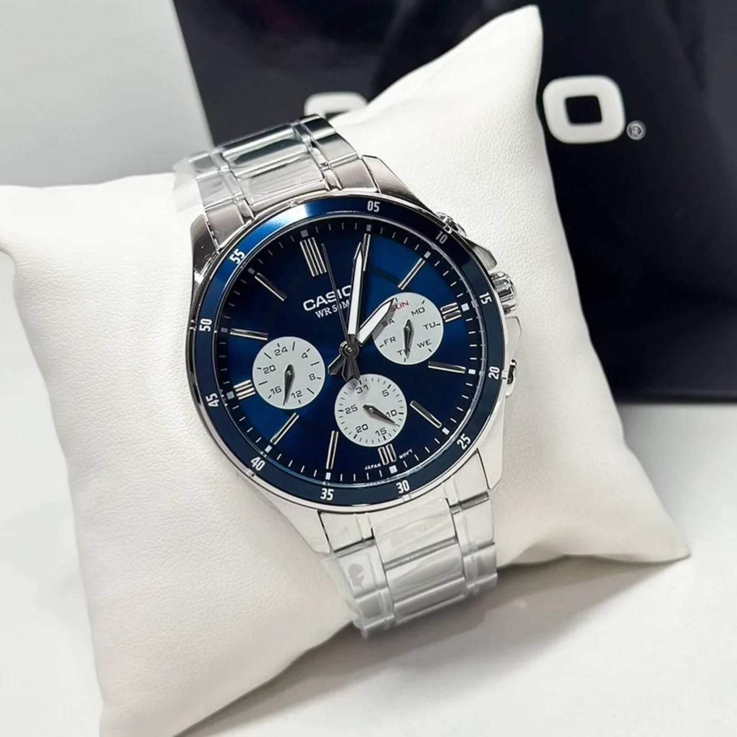 MTP-1374 | RELOJ CASIO ORIGINAL DE ACERO AZUL | CAS-257