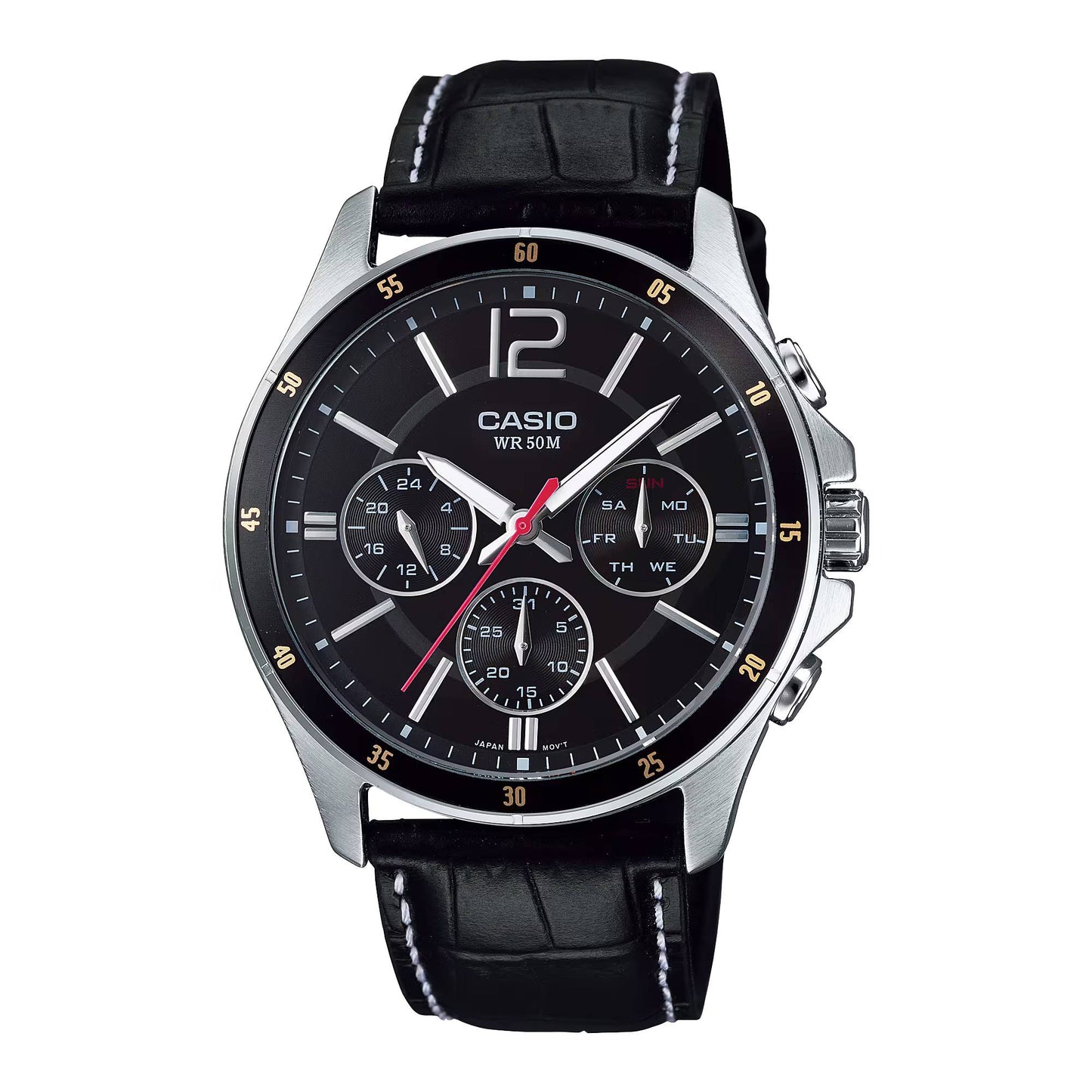 MTP-1374 | RELOJ CASIO ORIGINAL DE CUERO NEGRO | CAS-259