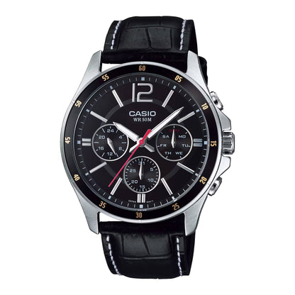 MTP-1374 | RELOJ CASIO ORIGINAL DE CUERO NEGRO | CAS-259