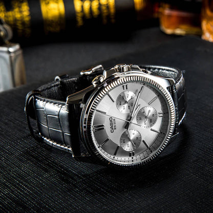 MTP-1375 | RELOJ CASIO ORIGINAL DE CUERO NEGRO | CAS-260