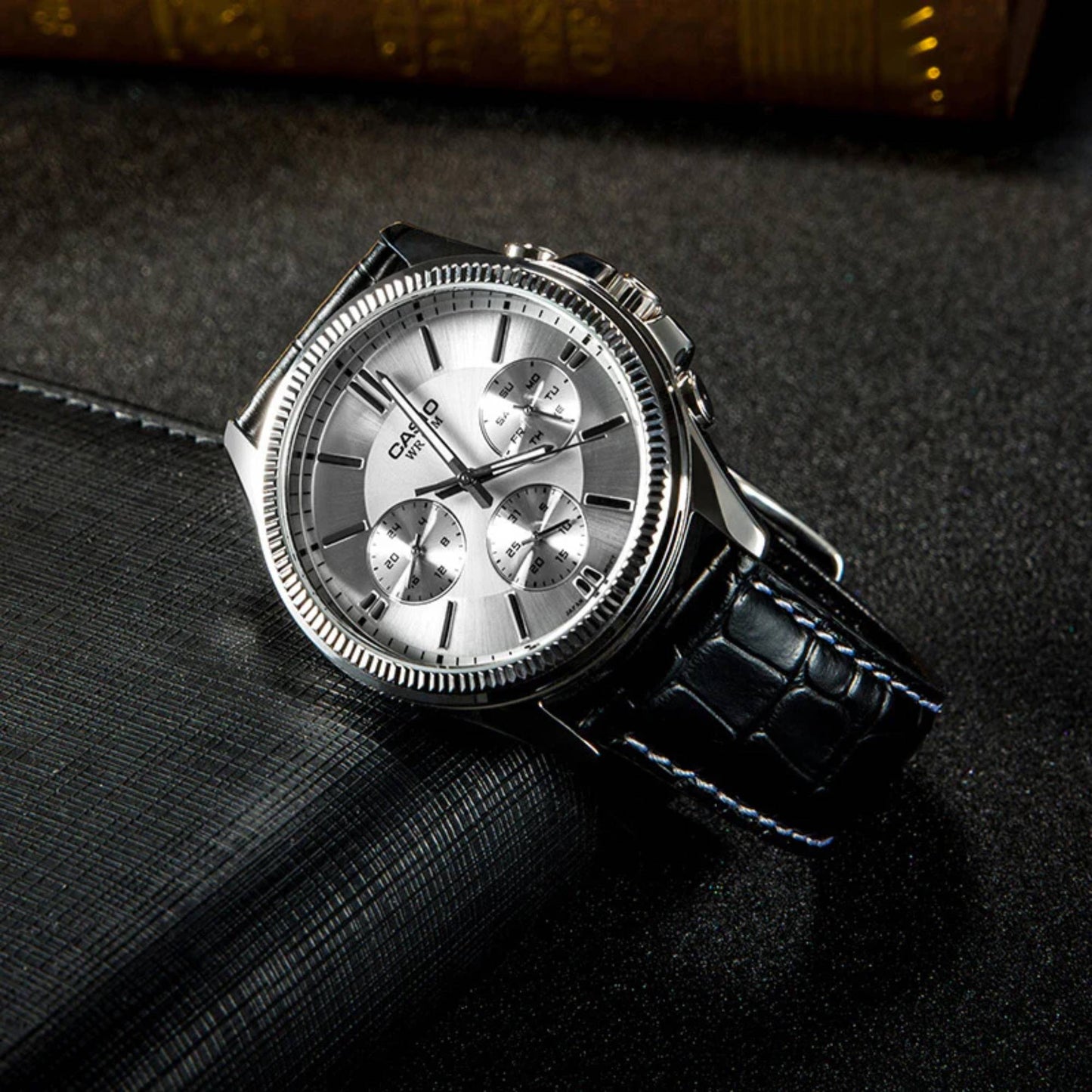 MTP-1375 | RELOJ CASIO ORIGINAL DE CUERO NEGRO | CAS-260