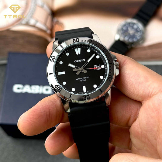 MTP-VD01 | RELOJ CASIO ORIGINAL DE RESINA NEGRO | CAS-261