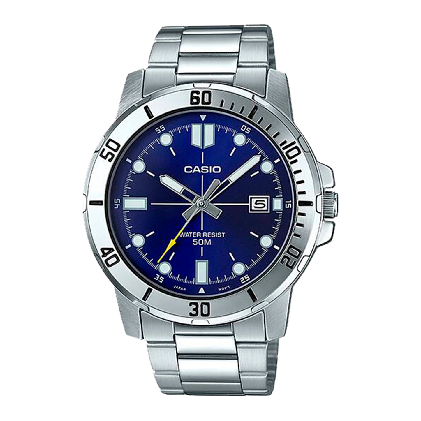 MTP-VD01 | RELOJ CASIO ORIGINAL DE ACERO/CUERO PLATEADO