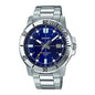 MTP-VD01 | RELOJ CASIO ORIGINAL DE ACERO/CUERO PLATEADO