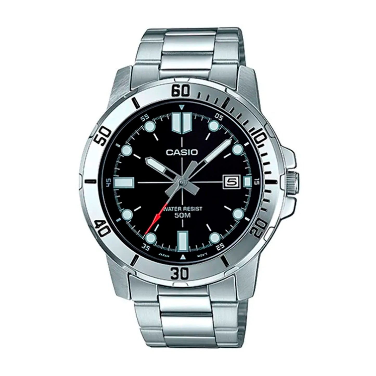 MTP-VD01 | RELOJ CASIO ORIGINAL DE ACERO/CUERO PLATEADO