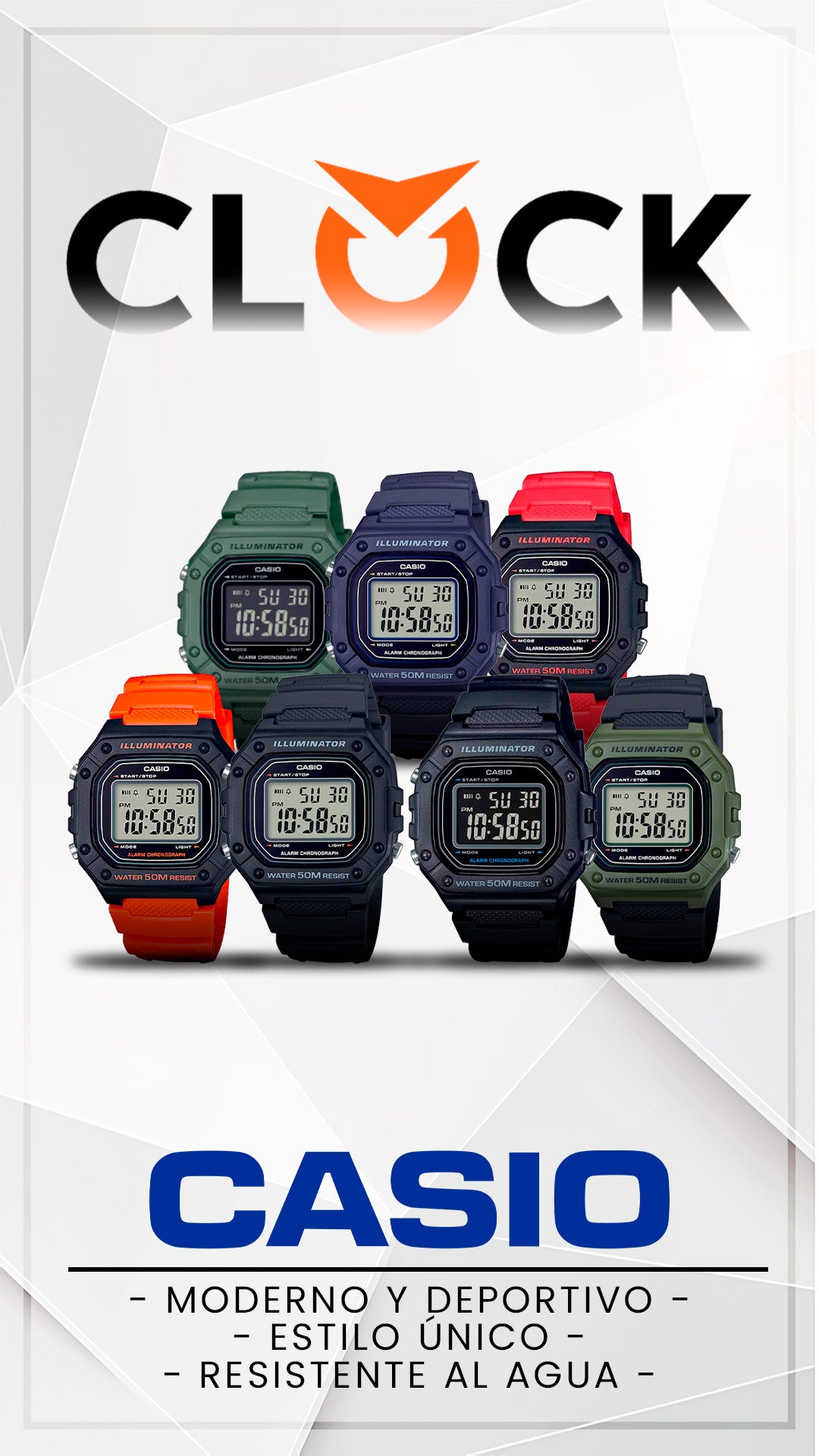 W-218H | RELOJ CASIO ORIGINAL DE GOMA DIGITAL | CAS-276, CAS-277, CAS-278, CAS-8, CAS-219, CAS-9