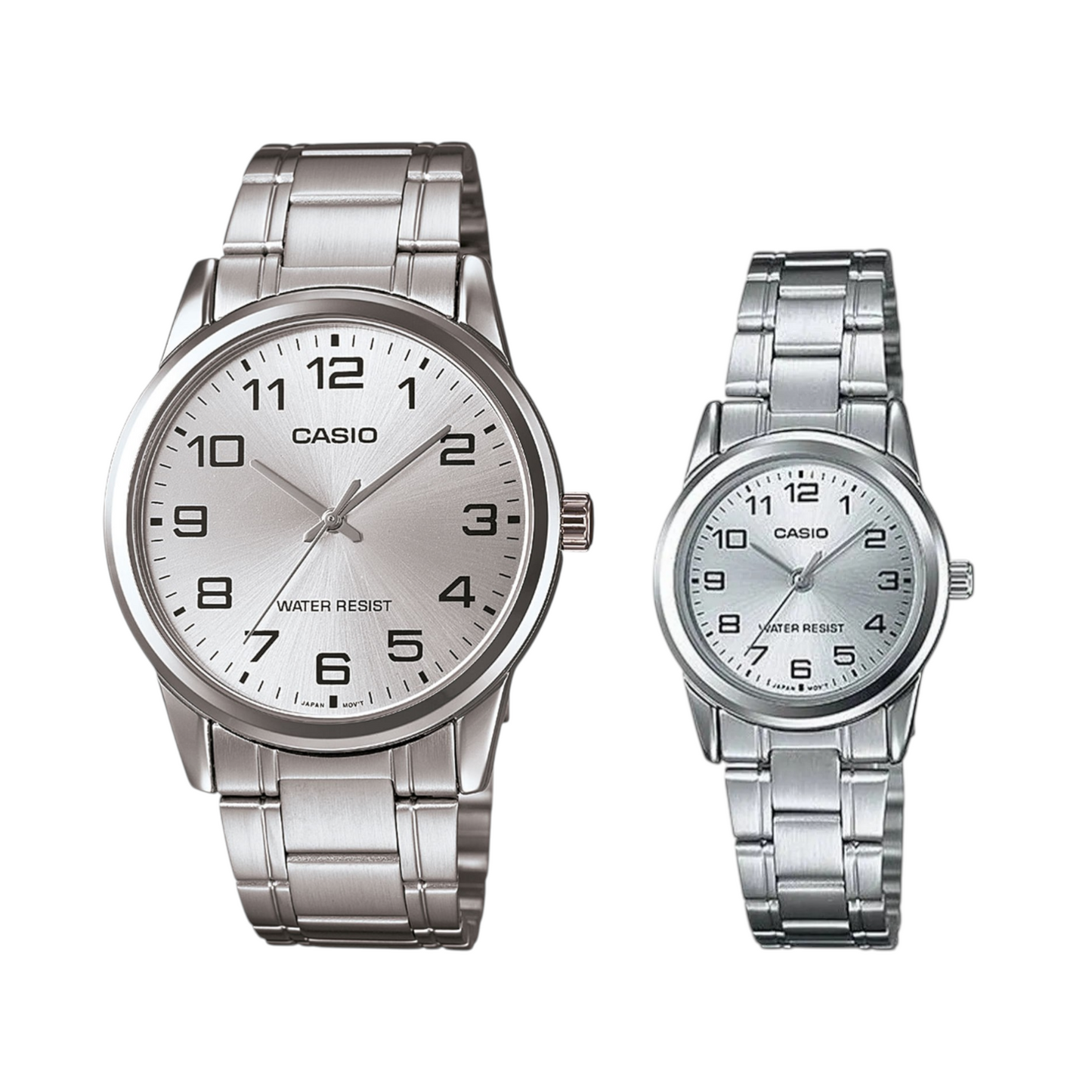 RELOJES CASIO DE ACERO PARA PAREJA DE COLOR PLATEADO | CAS-2, CAS-202