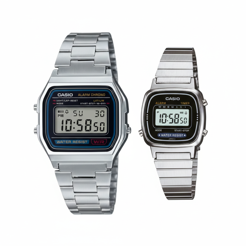 A158W / LA-670 | RELOJ CASIO DE ACERO PARA PAREJA | SKU: CAS-45/CAS-218