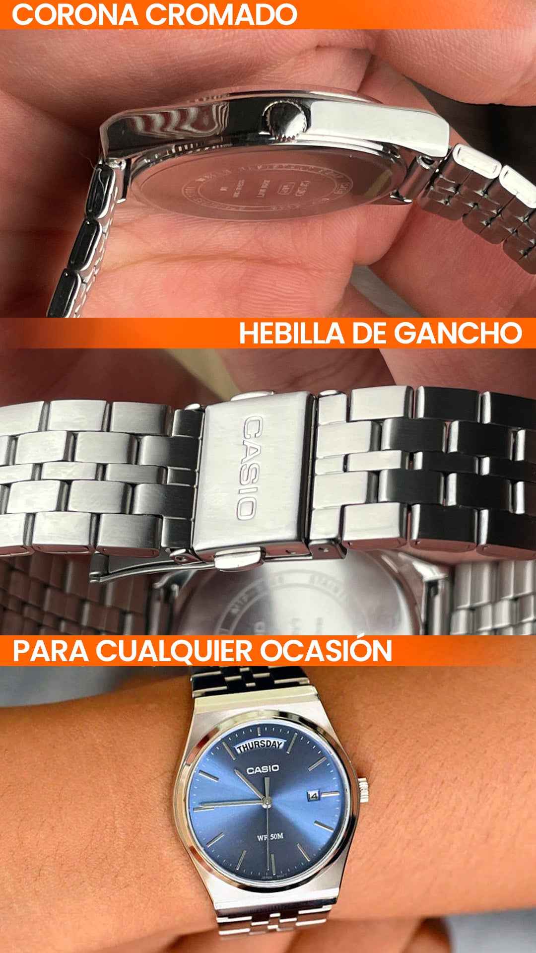 MTP-B146D | RELOJ CASIO ORIGINAL DE ACERO DORADO/PLATEADO