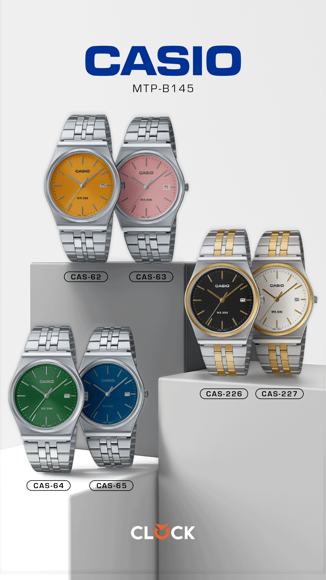 MTP-B145D | RELOJ CASIO ORIGINAL DE ACERO DORADO/PLATEADO