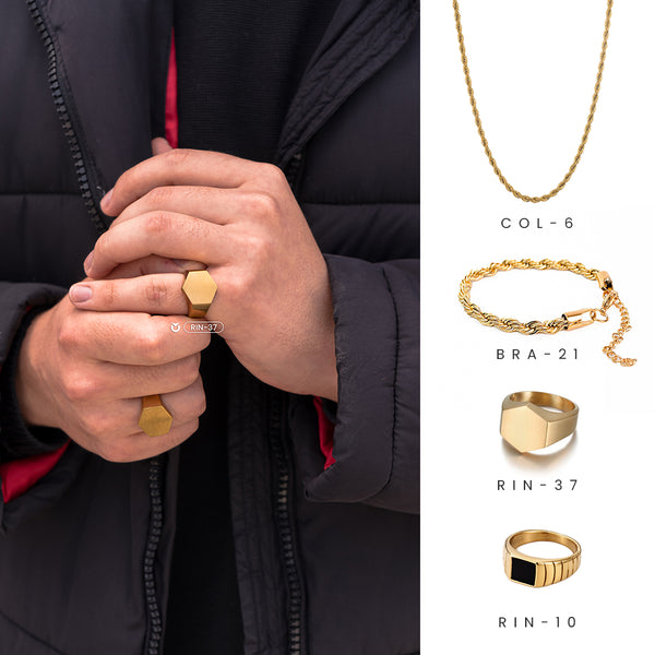 4 EN 1 GOLDEN |  4 Accesorios para Hombre