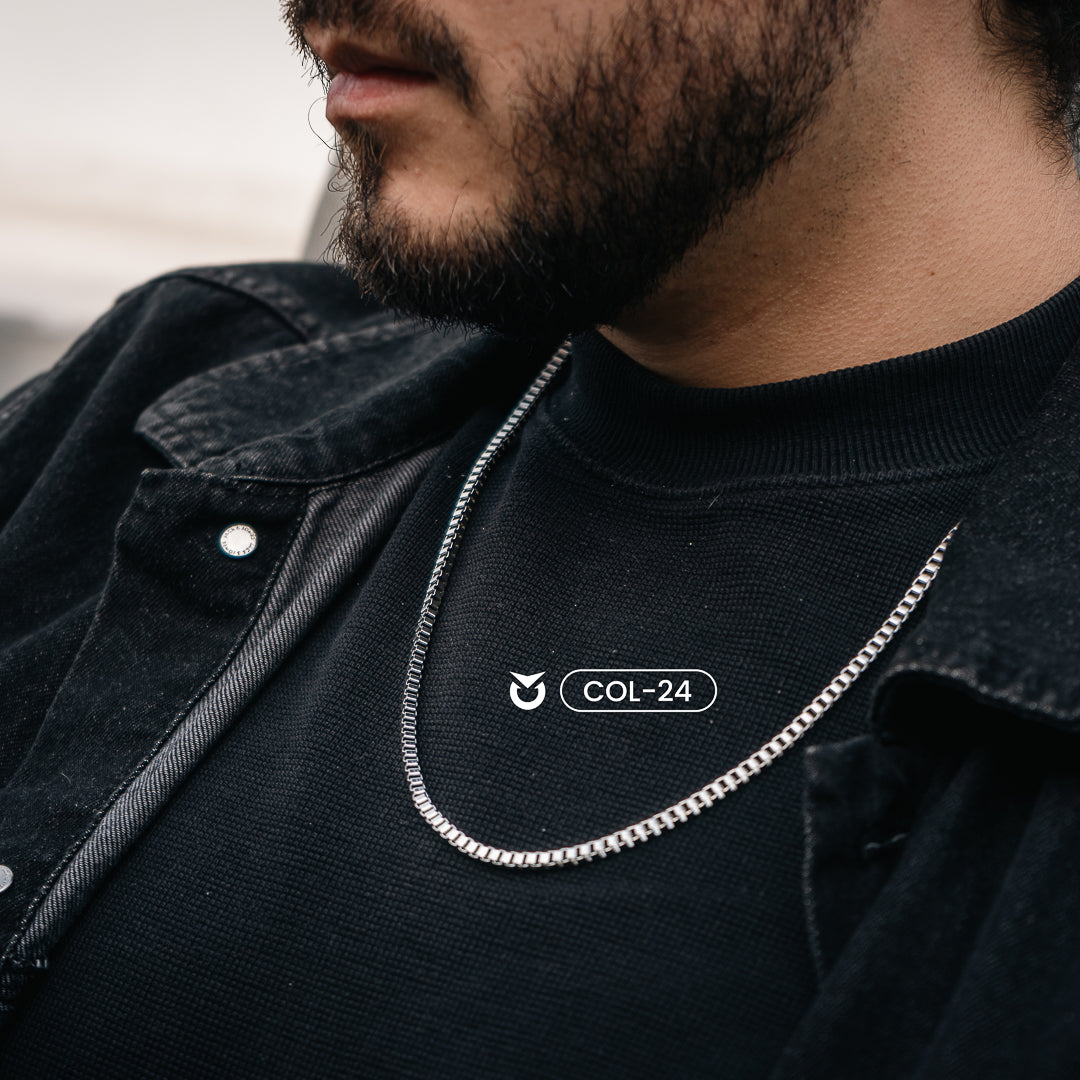 COLLAR CUBO PLATA | COL-24 PARA HOMBRE