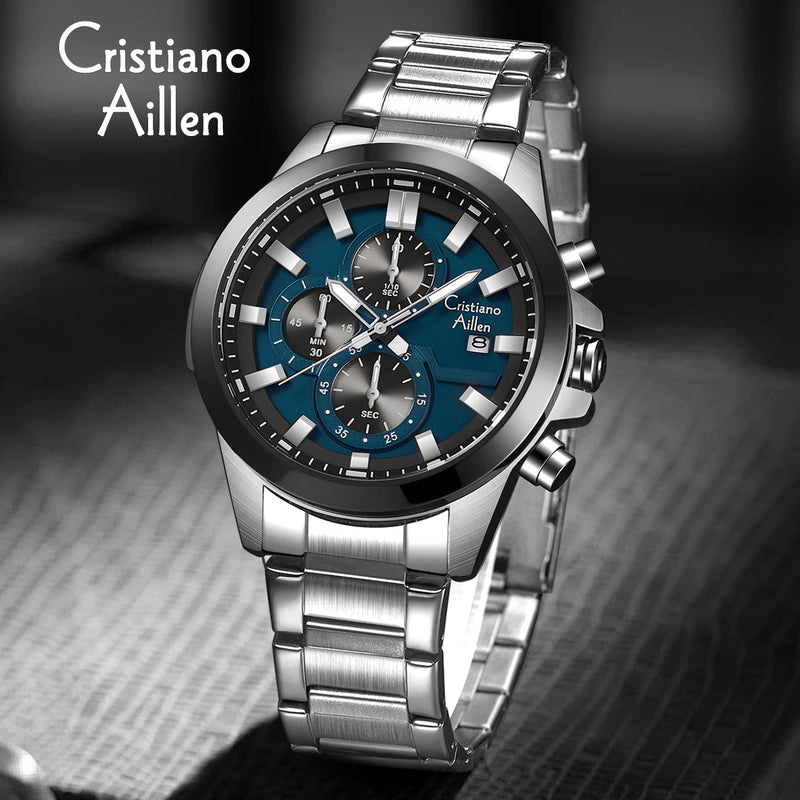 Reloj de Correa de Acero 
Movimiento de cuarzo
Cristiano Aillen 8892
Para hombre 