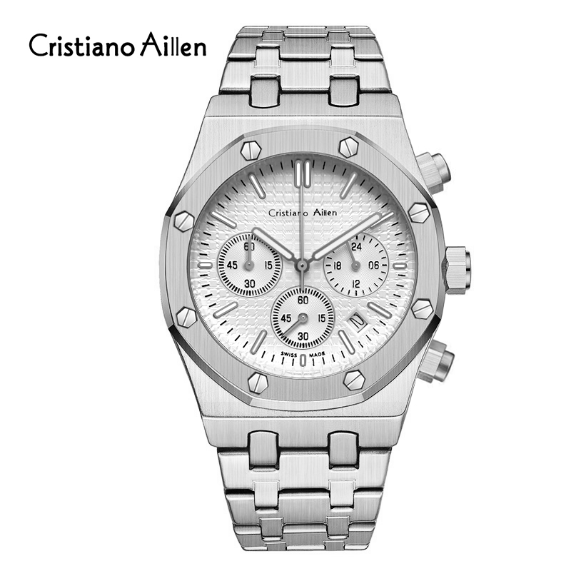 RELOJ CRISTIANO AILLEN 833 ORIGINAL - PLATEADO BLANCO Y NEGRO | CRI-14, CRI-15, CRI-16