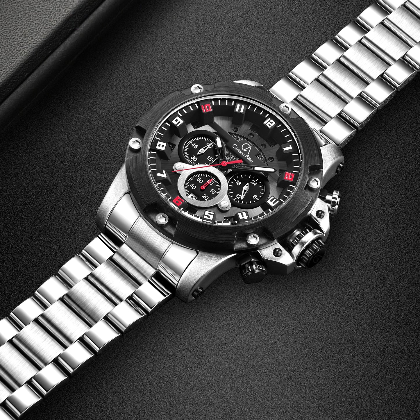 RELOJ CRISTIANO AILLEN 9838 ORIGINAL - PLATEADO NEGRO Y AZUL | CRI-17, CRI-18, CRI-19