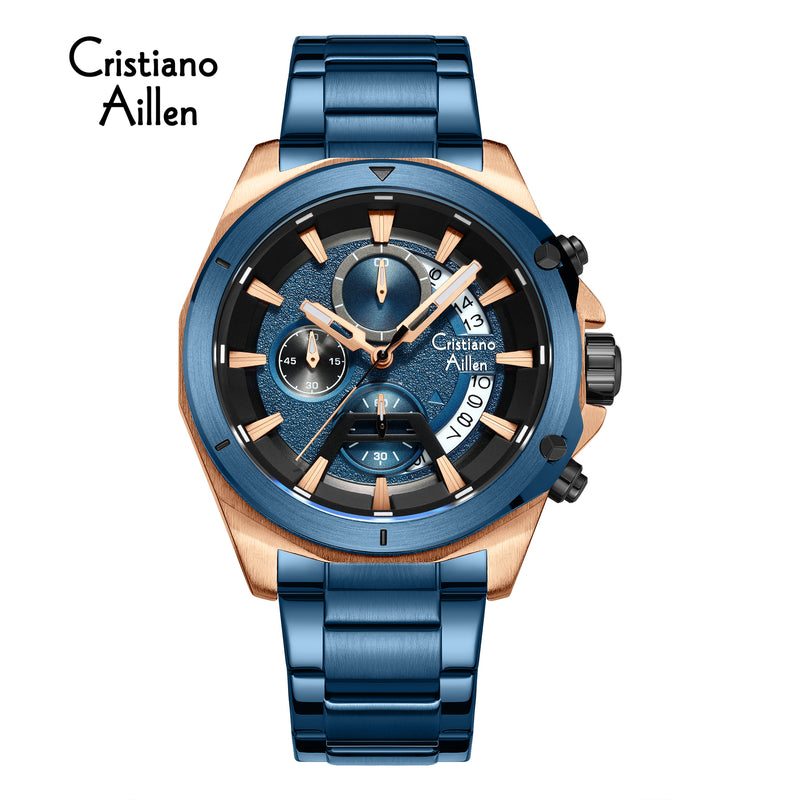 Reloj de Correa de Acero 
Movimiento de cuarzo
Cristiano Aillen 8896
Para hombre 