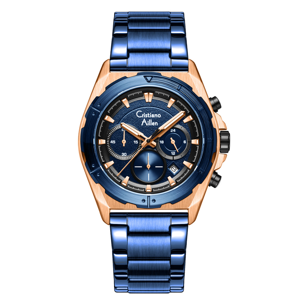 RELOJ CRISTIANO AILLEN ORIGINAL - CASUAL PLATEADO AZUL NEGRO 8901  | CRI-5, CRI-6, CRI-7