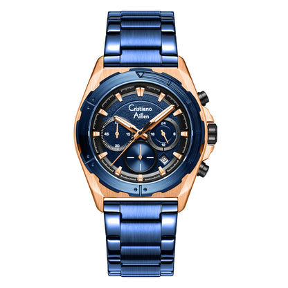 RELOJ CRISTIANO AILLEN ORIGINAL - CASUAL PLATEADO AZUL NEGRO 8901  | CRI-6, CRI-7