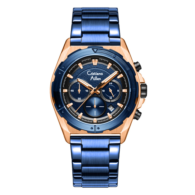 RELOJ CRISTIANO AILLEN ORIGINAL - CASUAL PLATEADO AZUL NEGRO 8901  | CRI-5, CRI-6, CRI-7