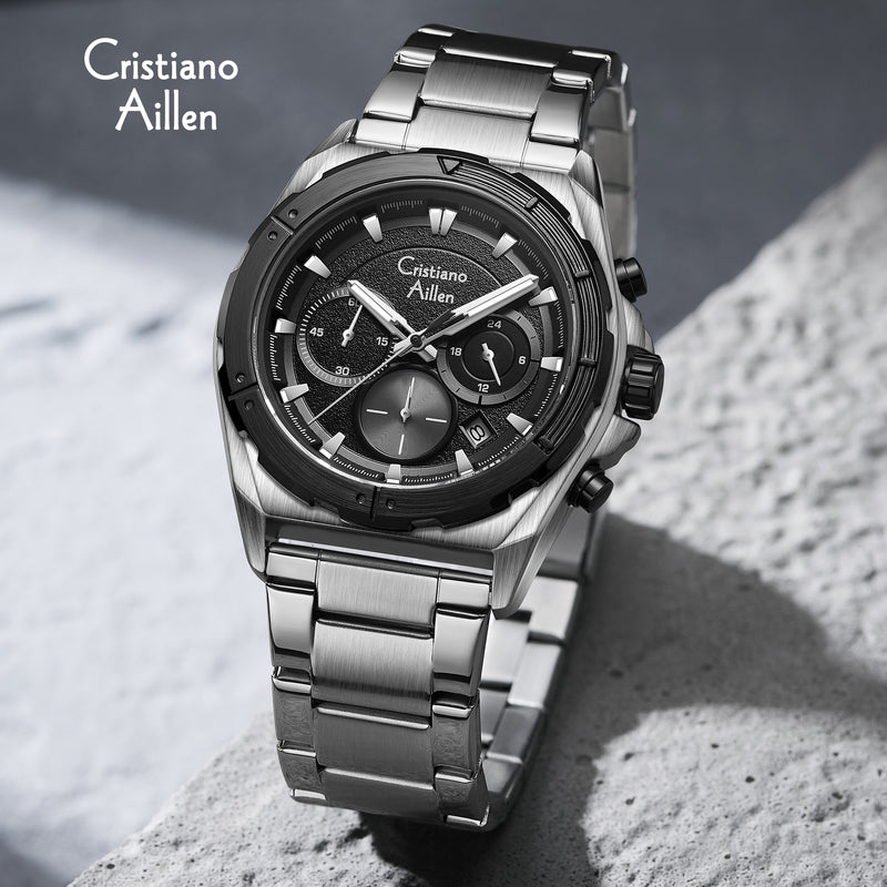 RELOJ CRISTIANO AILLEN ORIGINAL 8901 PLATEADO AZUL NEGRO | CRI-5, CRI-6, CRI-7